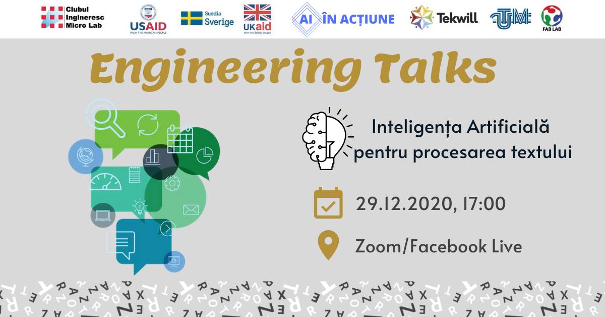 Evenimente pentru tineri: Engineering Talks te invită să cunoști mai multe despre Inteligența Artificială pentru procesarea textului